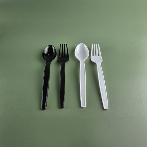 แพ็คช้อนส้อม สีขาว | สีดำ ห่อพลาสติก (ลังละ1,000คู่) รุ่นพรีเมี่ยม - Image 2